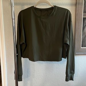 Lululemon Muscle Love Olive Green Long Sleeve Crop